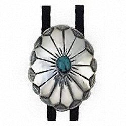 Silver Concho Bolo Tie - Star Design