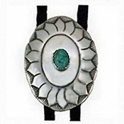 Silver Concho Bolo Tie - Whirling Design