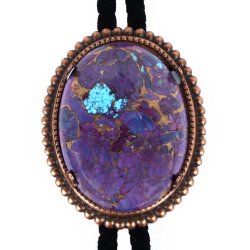 Mojave Purple Turquoise Beaded Edge Bolo Tie